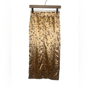 Zara Gold Floral Midi Pencil Skirt Cocktail